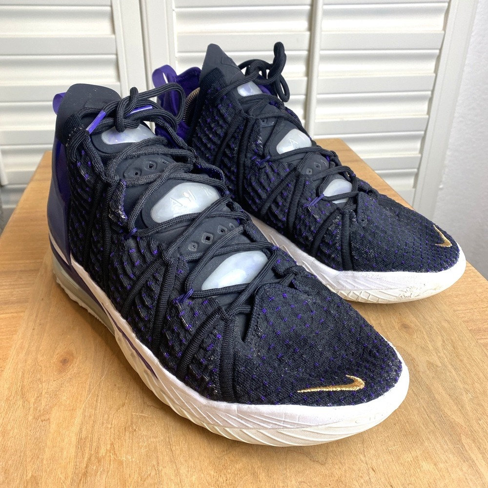 Nike LeBron XVIII Lakers US Mens Size 11 Purple/Black/White/ Metallic Gold/NBA